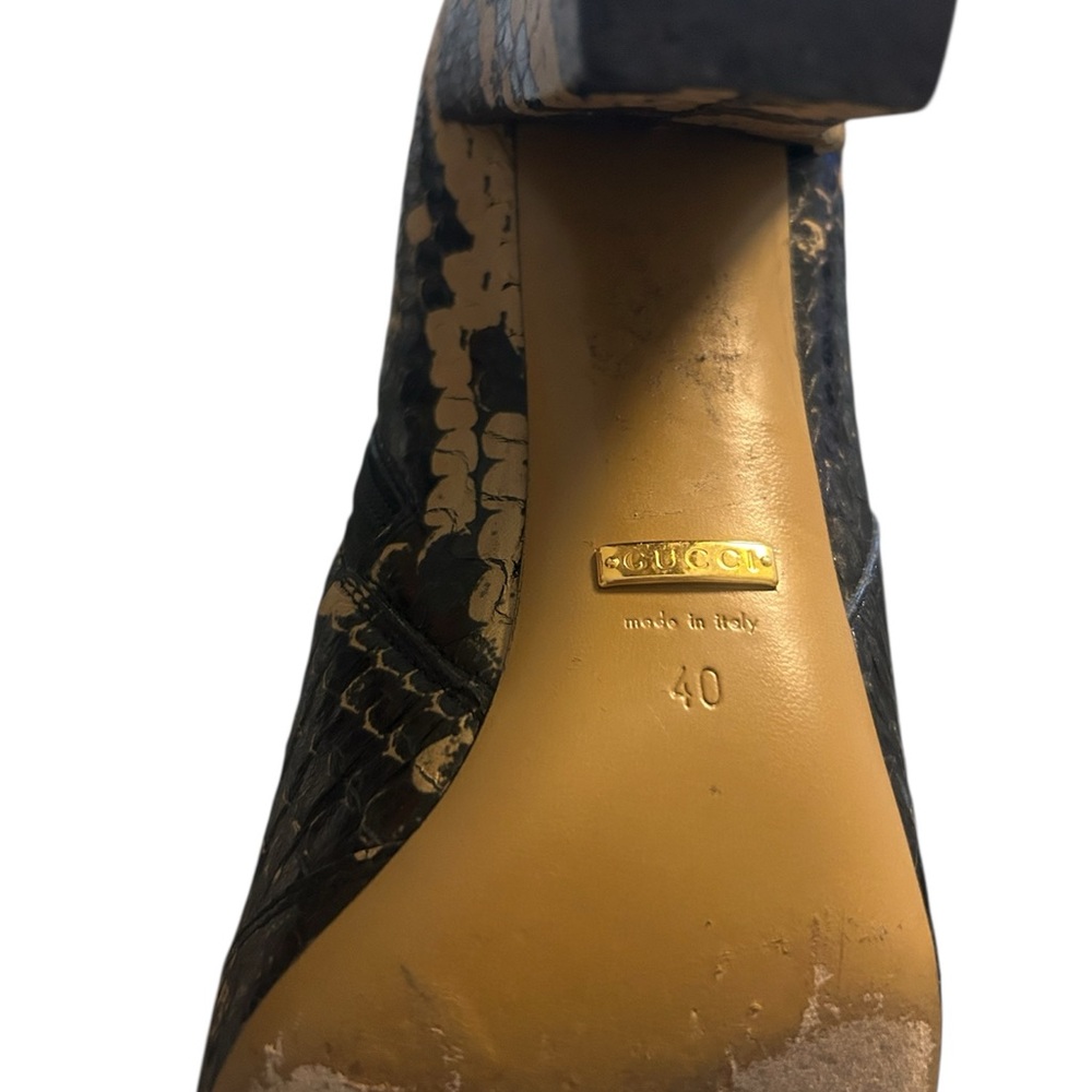 Gucci Python Print Leather Knee High Heeled Boots… - image 8